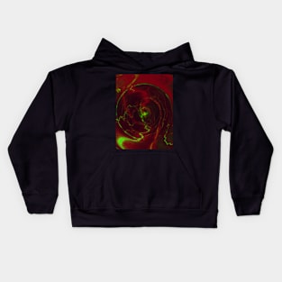 Digital collage, special processing. Energy flows, red and green. Circle. Kids Hoodie